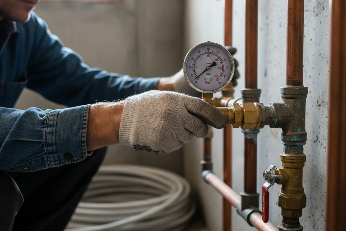Pressure testing a repaired line during Water Line Repair in Mountain City